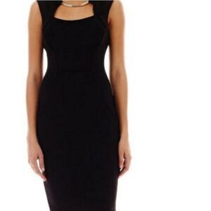 NWT Bisou Bisou Black Sleeveless Cocktail Dress Gold Necklace Size 8